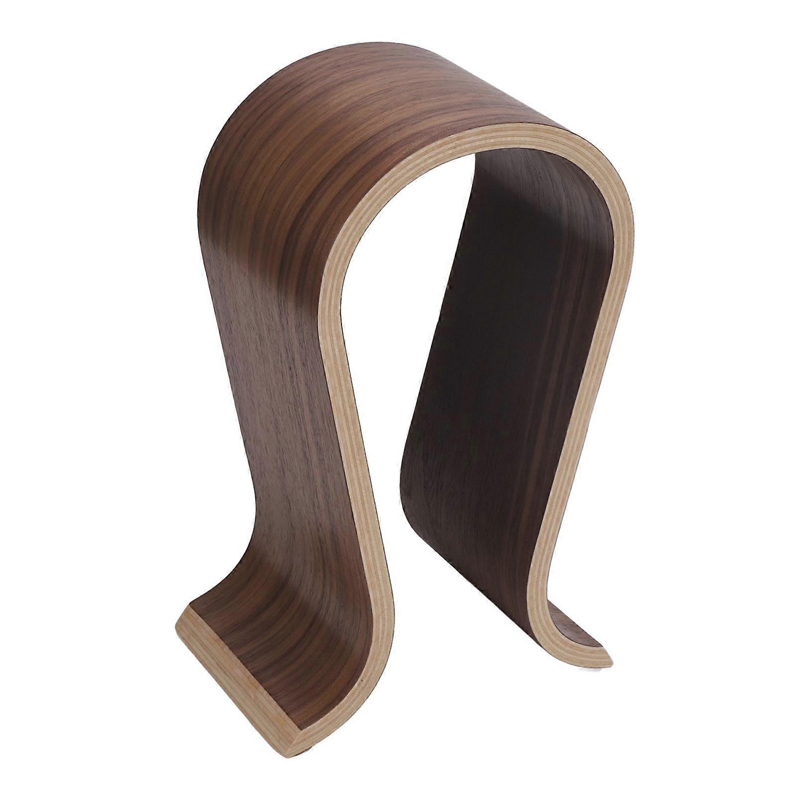 Headphone Stand Walnut Wood U Shape Non Slip Gaming Headphone Holder for Office and Home