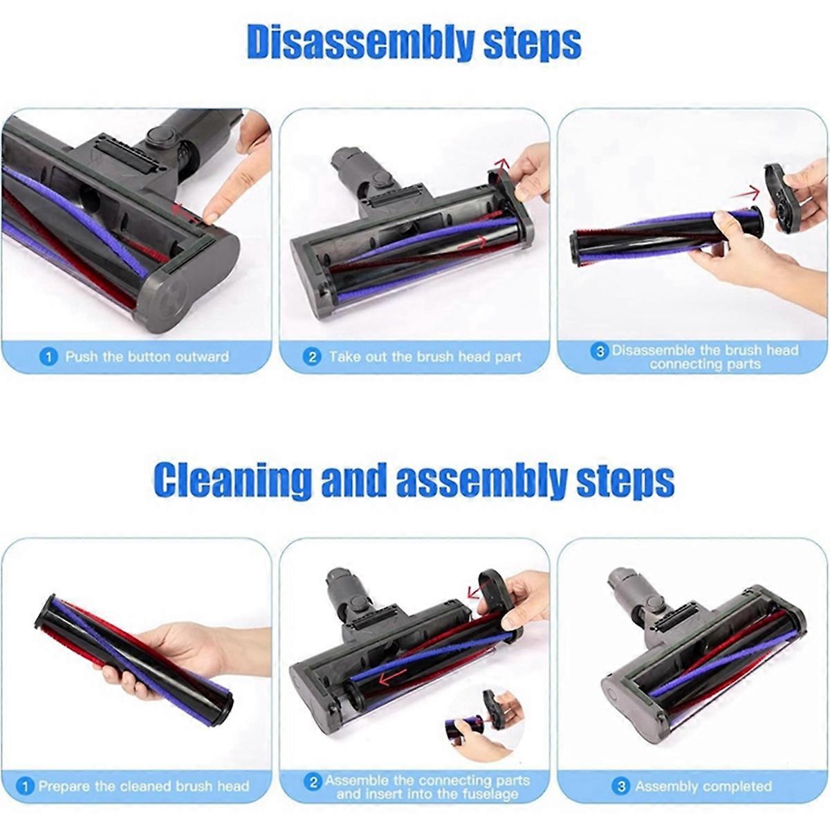 For Dyson V7 V8 V10 V11 V15 Vaccum Cleaner Soft Lint Roller Brush Cleaner Head with Green LED Headli