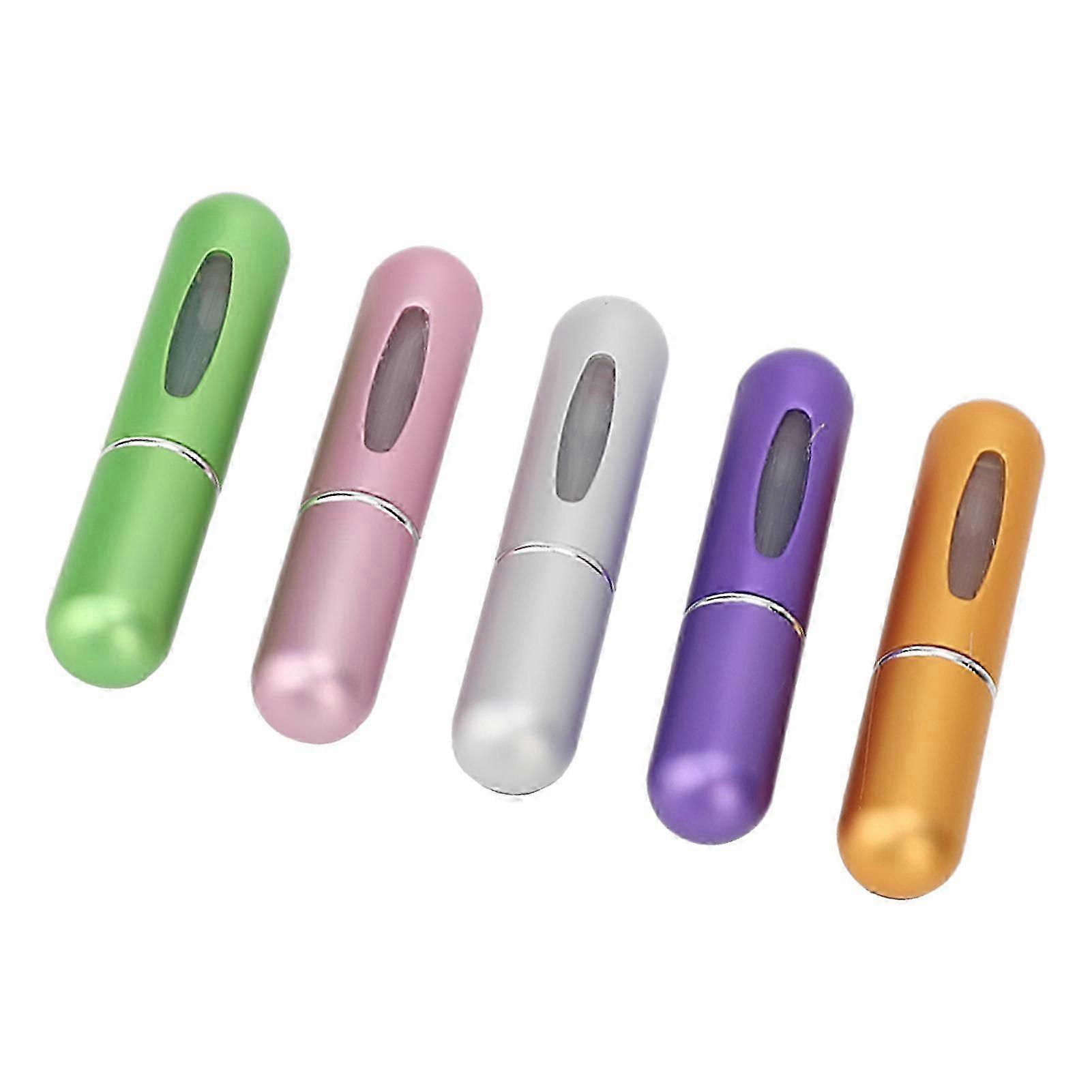 5pcs 5ml Nail Polish Remover Spray Bottle Aluminum Portable Fashionable Refillable Empty Perfume Atomizer