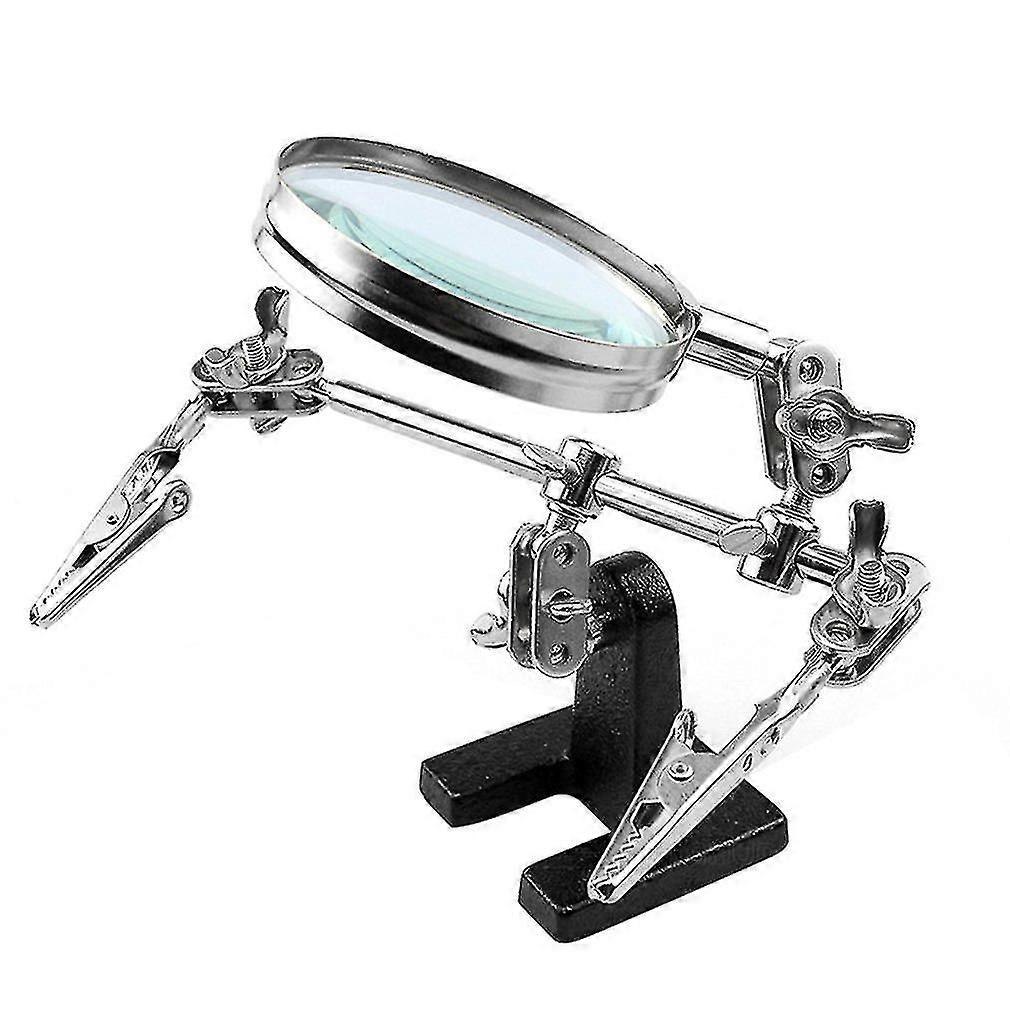 Helping Third Hand Tool Soldering Stand With 5x Welding Magnifying Glass 2 Alligator Clips 360 Degree Rotating Adjustable