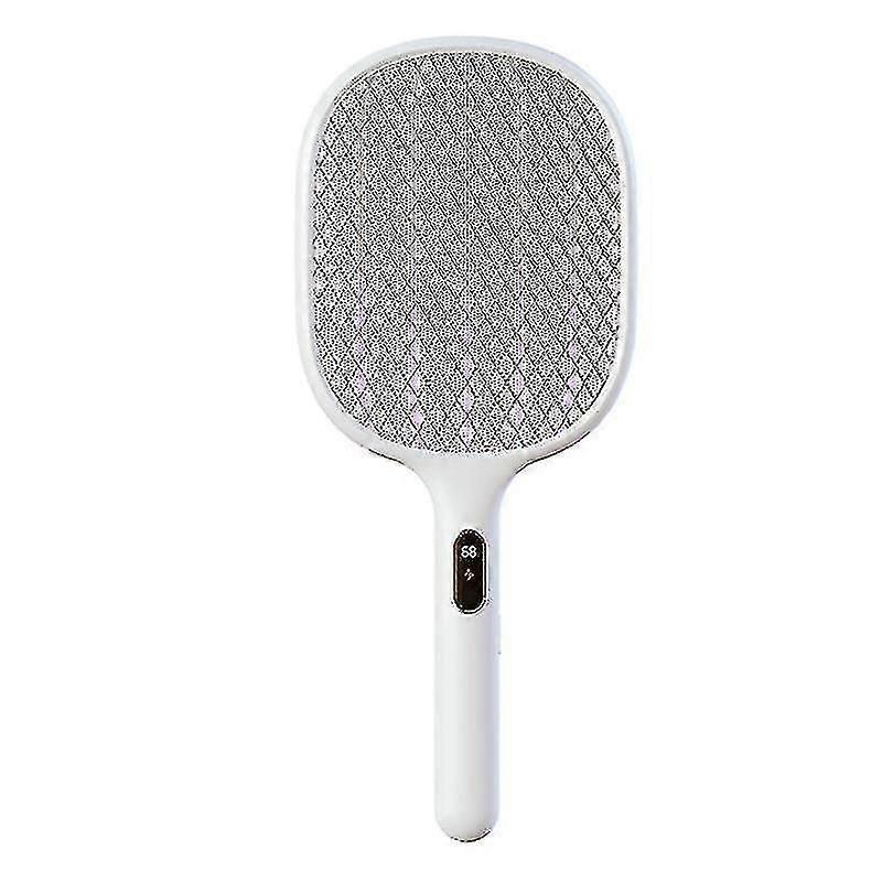 Electric Fly Swatter Racket, 2 In 1 Smart Rechargeable Base, Powerful Mosquitoes Trap Lamp & Fly Kil