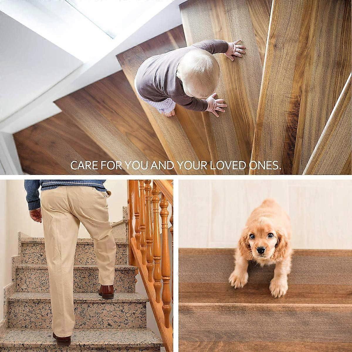 Set of 15 non-slip stair mats 10 x 60 cm, with roller for installation