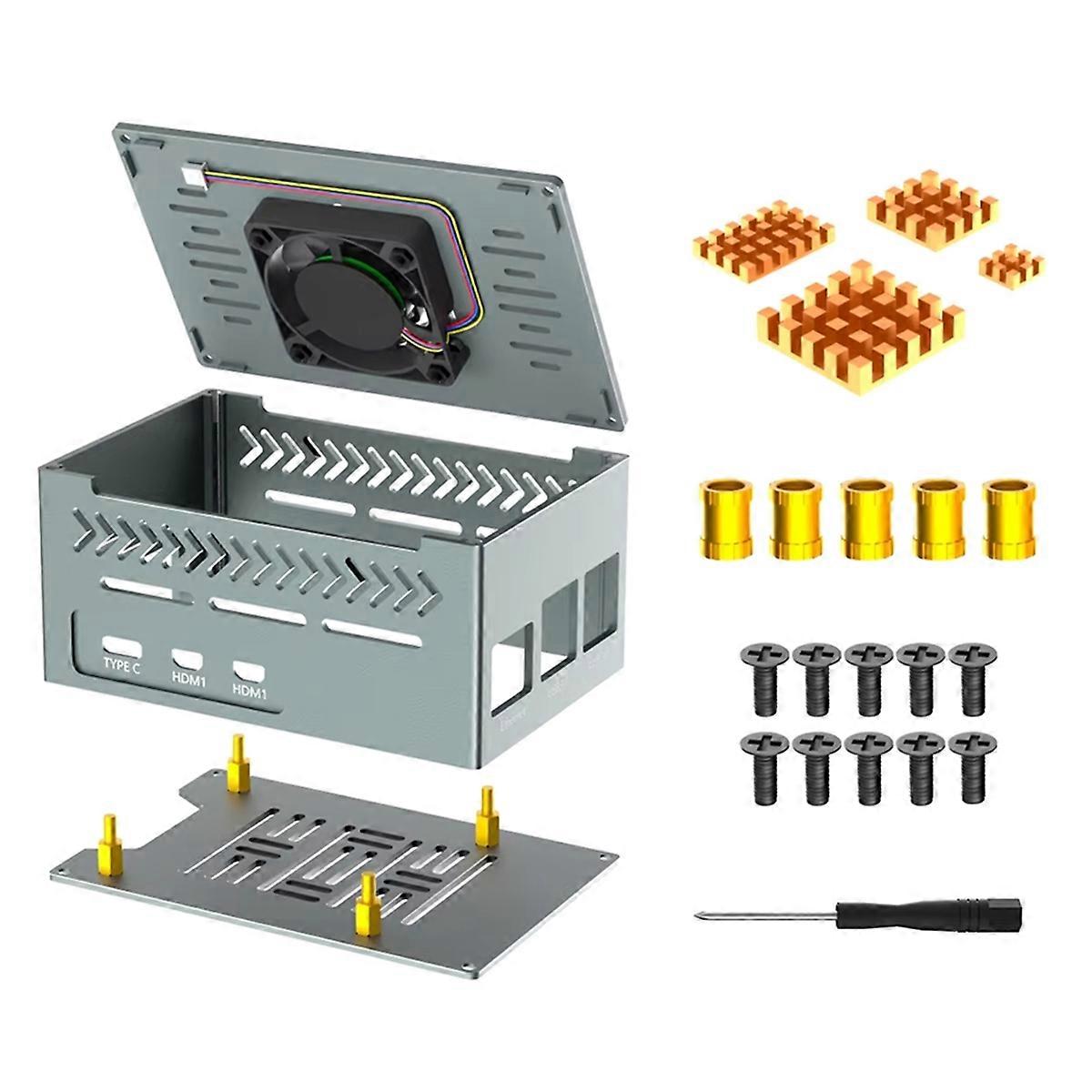Aluminum Case for 5 Includes 4010 PWM Fan, Copper Heatsinks for X1000/X1001/X1003/N04/N05 PCIe Boar