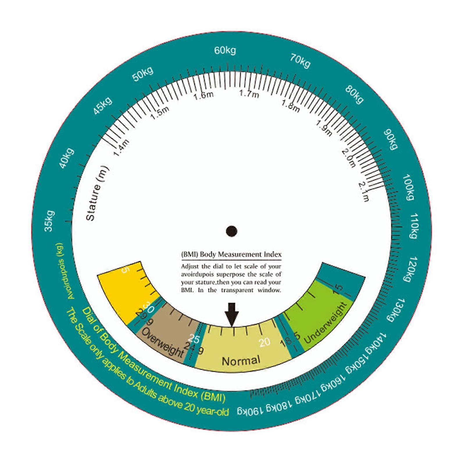 Lightweight Wheel Calculator Body Mass Index with Clear Scale Hanging-type Suitable for 20 Aboves Adult Easy to Carry