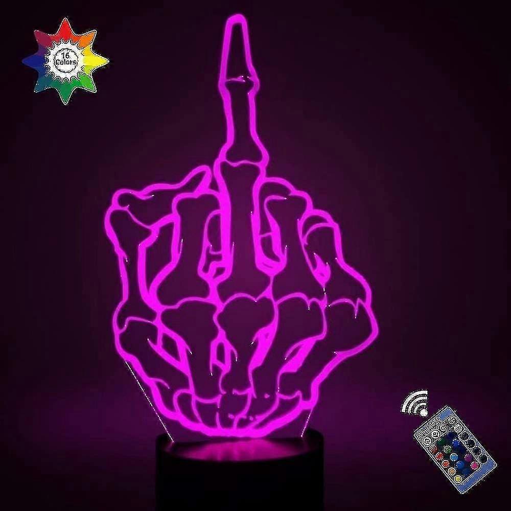 Color Changing Middle Finger Night Light with Remote Control - 16 Colors, USB Powered, Touch Switch, Home Decor