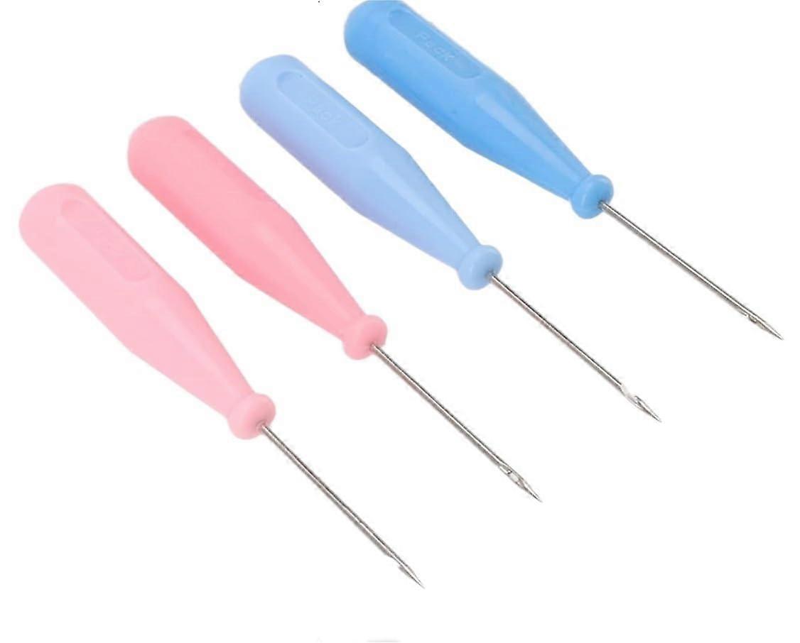 Bradawl with Wooden Handle, 4 PCS Leather Craft Awl Set, Plastic Handle Scratch Awl, Tailor's Sewing Tool for Stitching