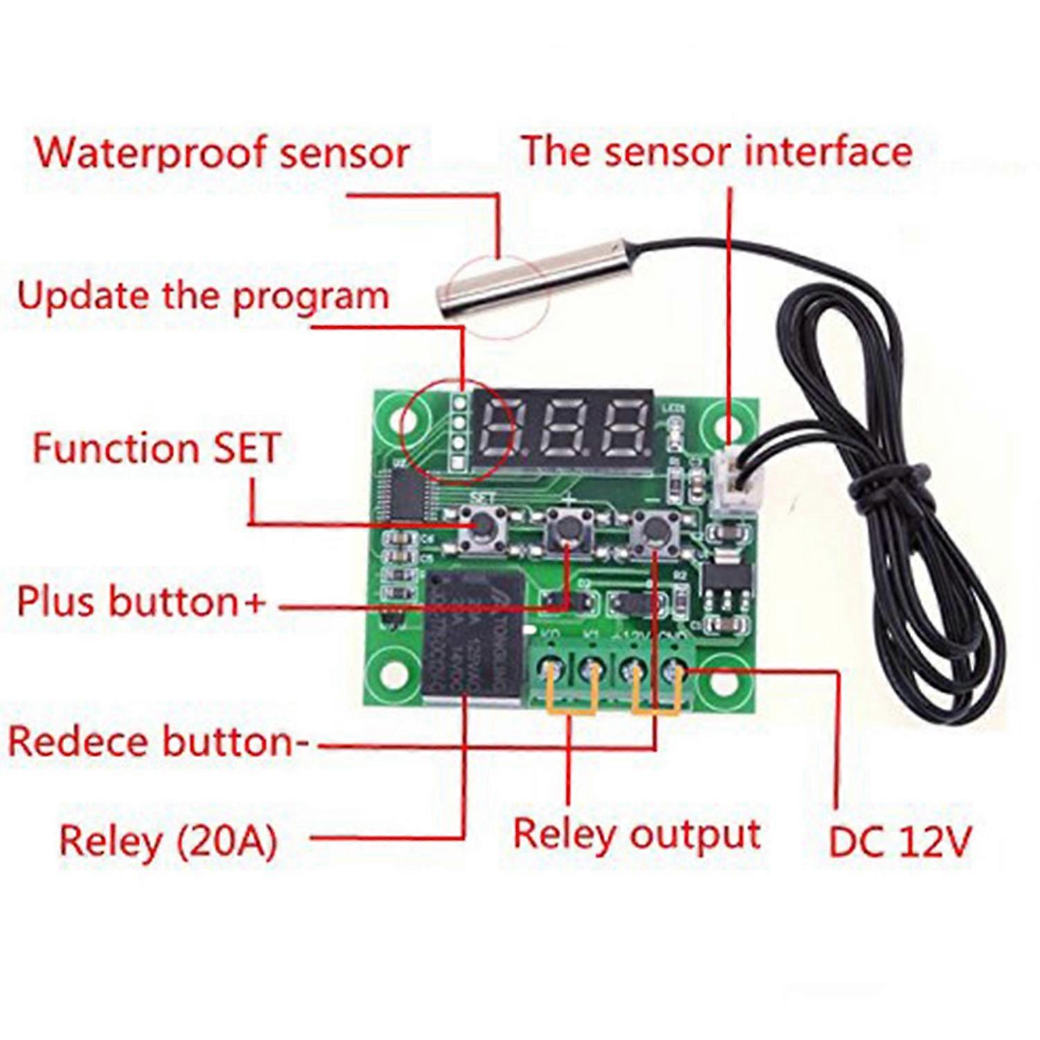 DC 12V Thermostat Control Switch Thermometer Controller with Case