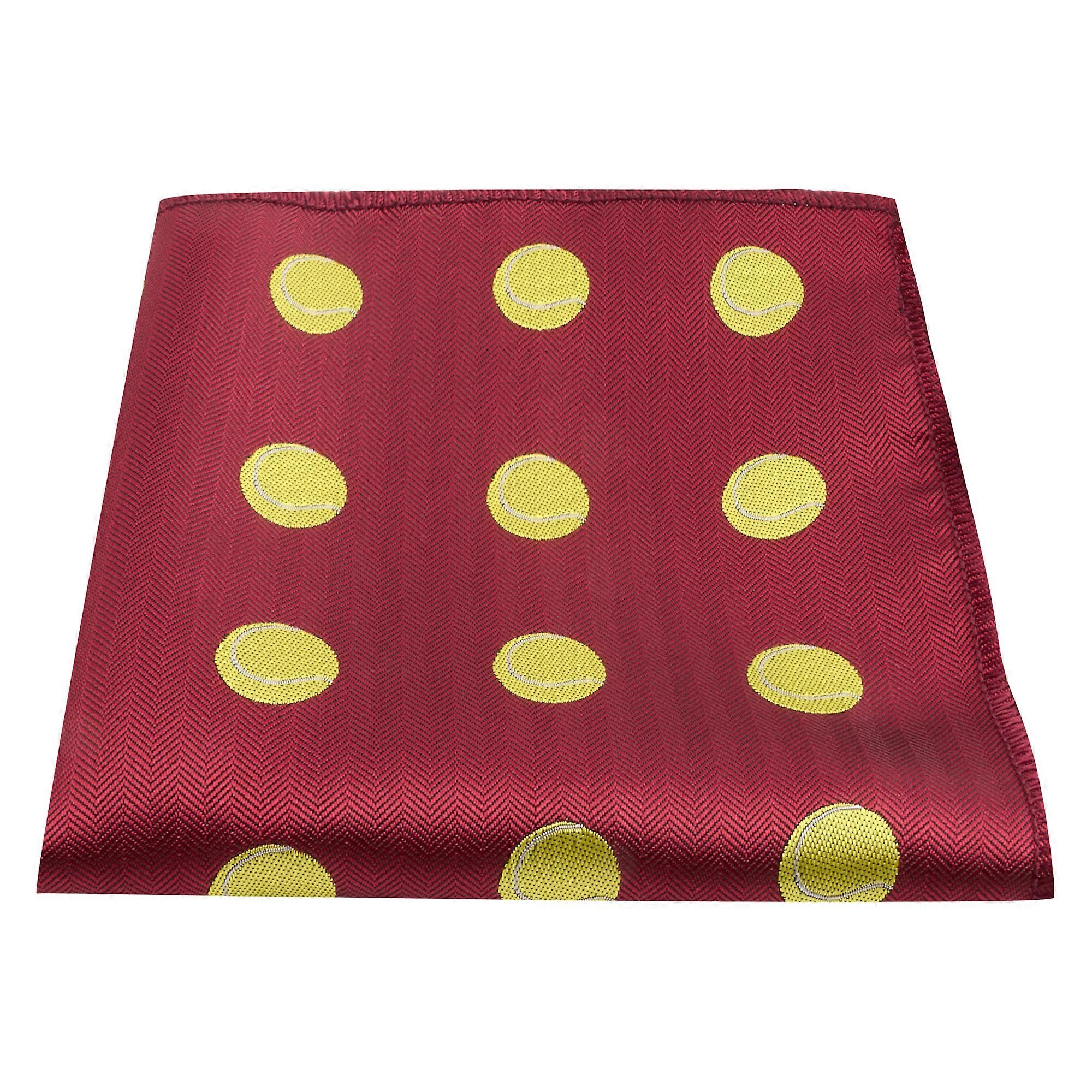 Burgundy Red Tennis Ball Herringbone Pocket Square