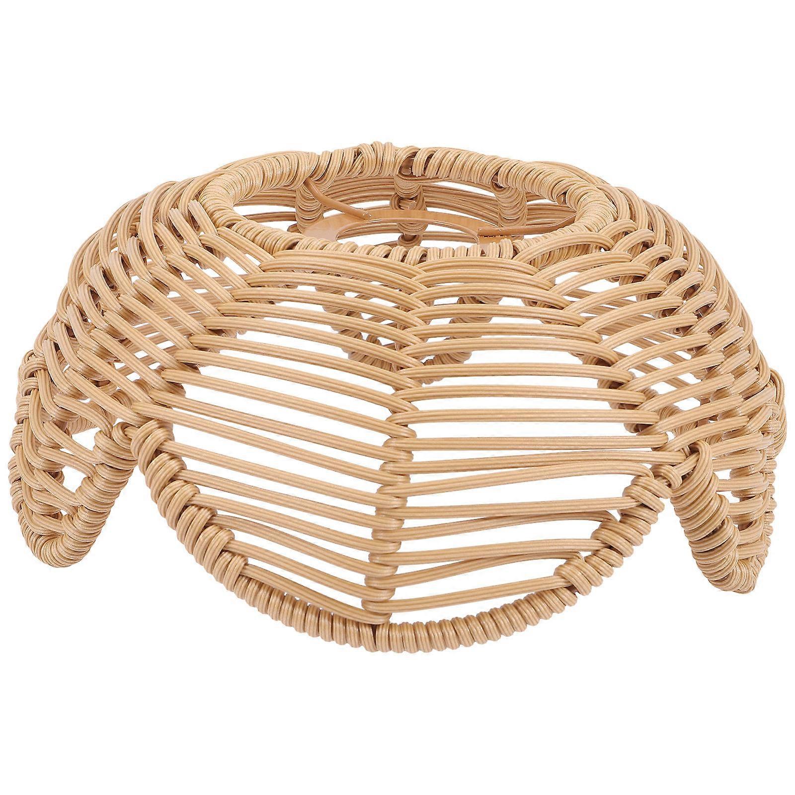 Rustic Style Rattan Lampshade with Imitation Flower Design for Home Ceiling and Pendant Lighting – Decorative Light Cover for Living Room and Dining