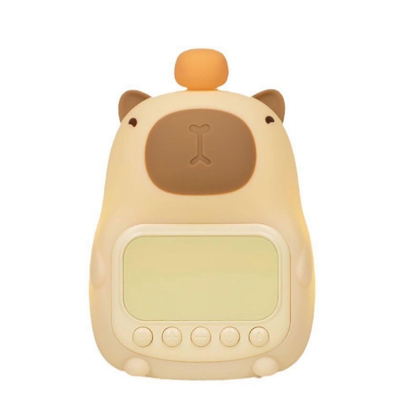 Multifunctional Cartoon Capybaras Desk Night Light with USB Rechargeable Alarm Clock and 1500 mAh Snooze Feature