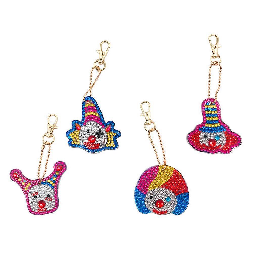 Hanging Keyrings Circus Clown DIY Key Holder for Decoration 4Pcs Set