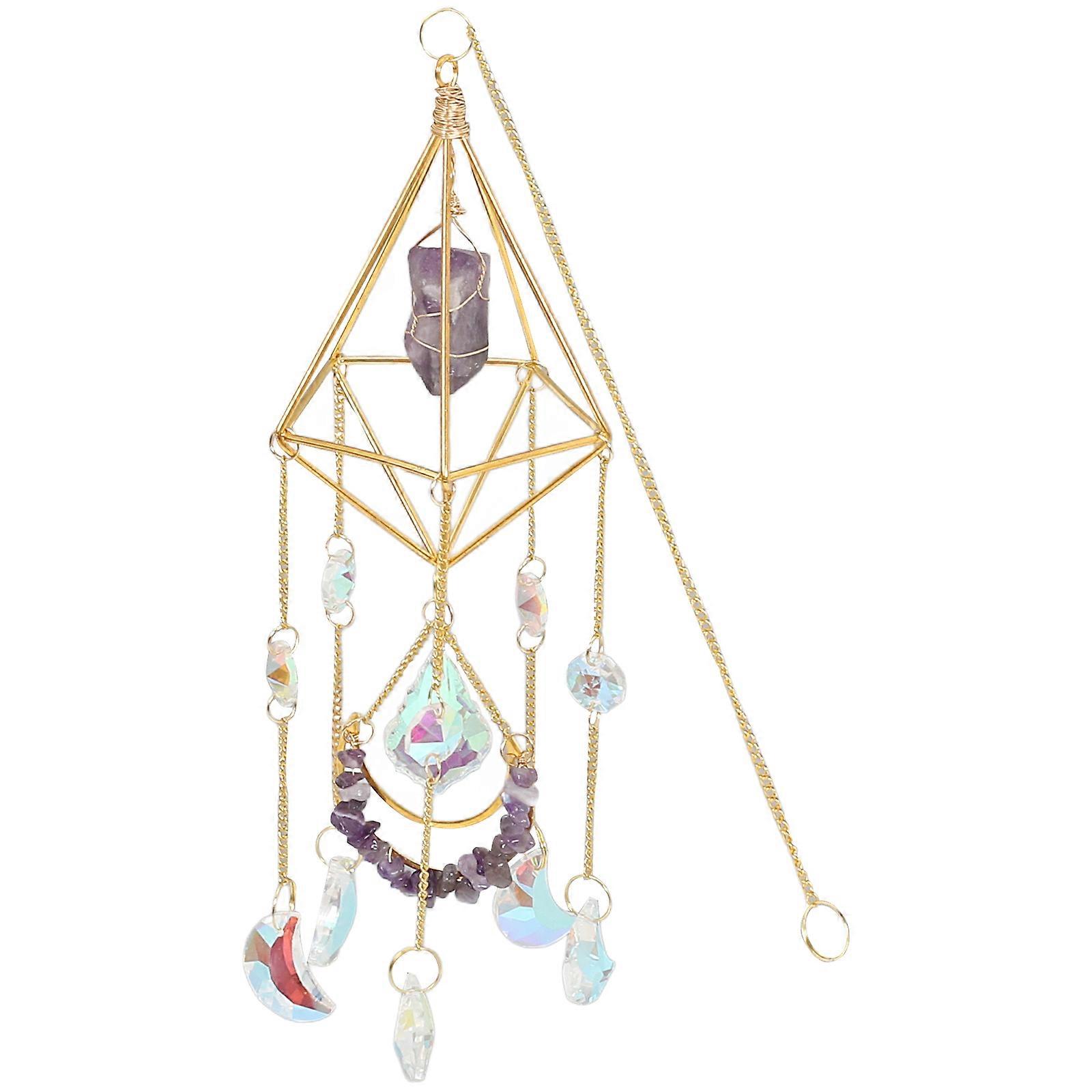 Crystal Hanging Wind Chime Ornament for Garden, Balcony & Window Decor – Amethyst Sun Catcher for Walls, Parties & Indoor Spaces