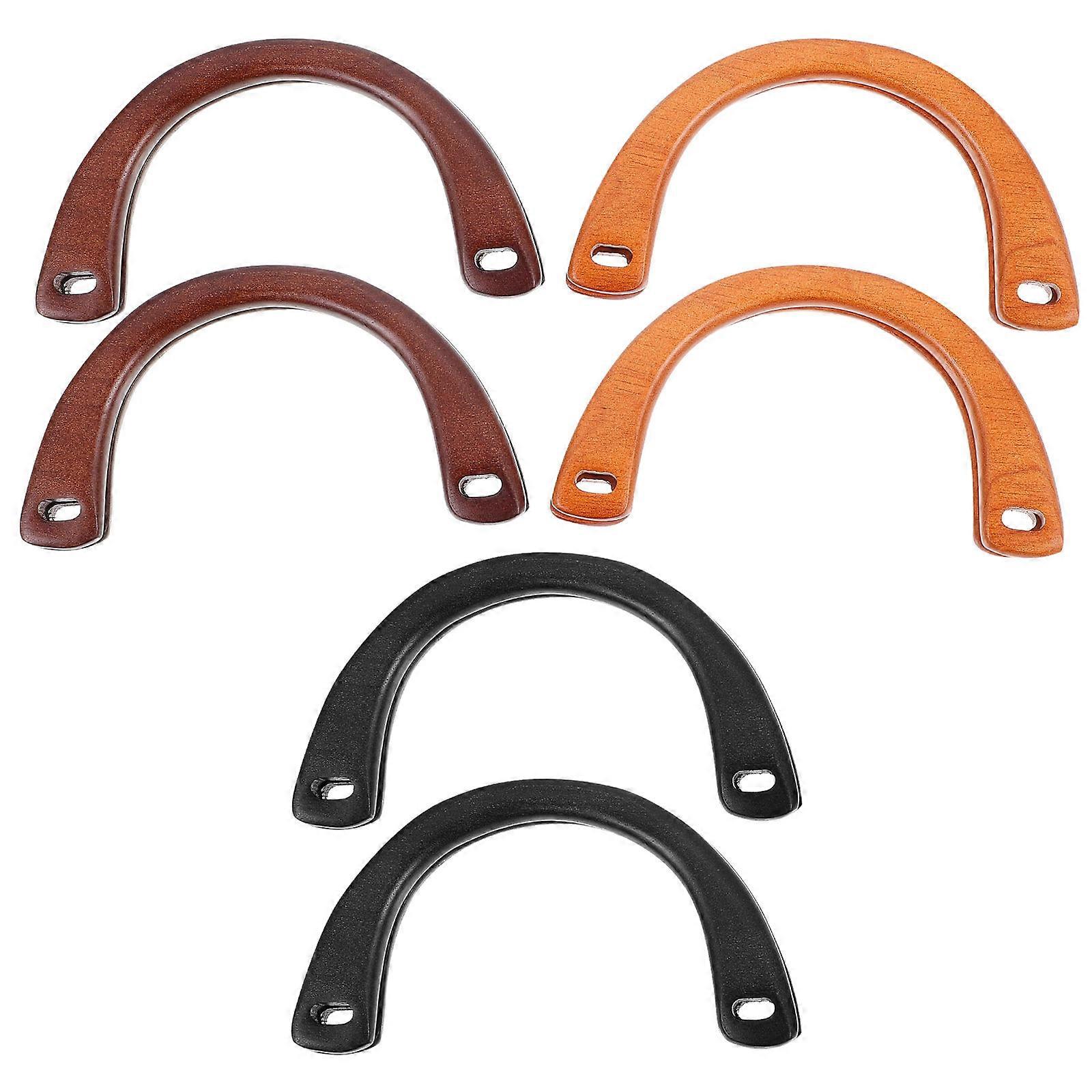Wood Purse Handle U-Shaped Semi-Circle Handbag Handle Replacement For Luggage Assorted Color 6Pcs