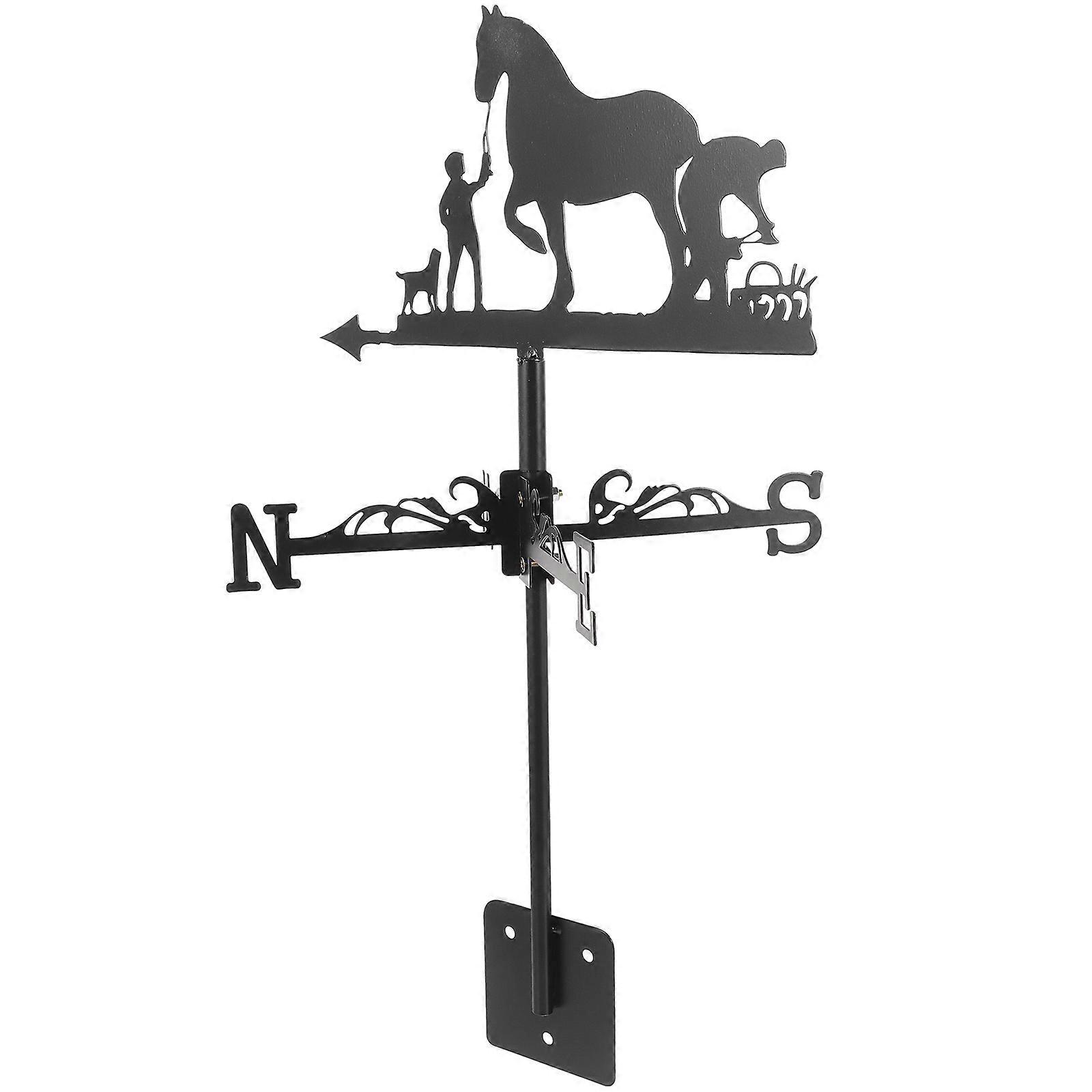 Garden Indicators Simple Farmer and Horse Design Weather Vane Black 54x33cm for Farm Scene 1Set