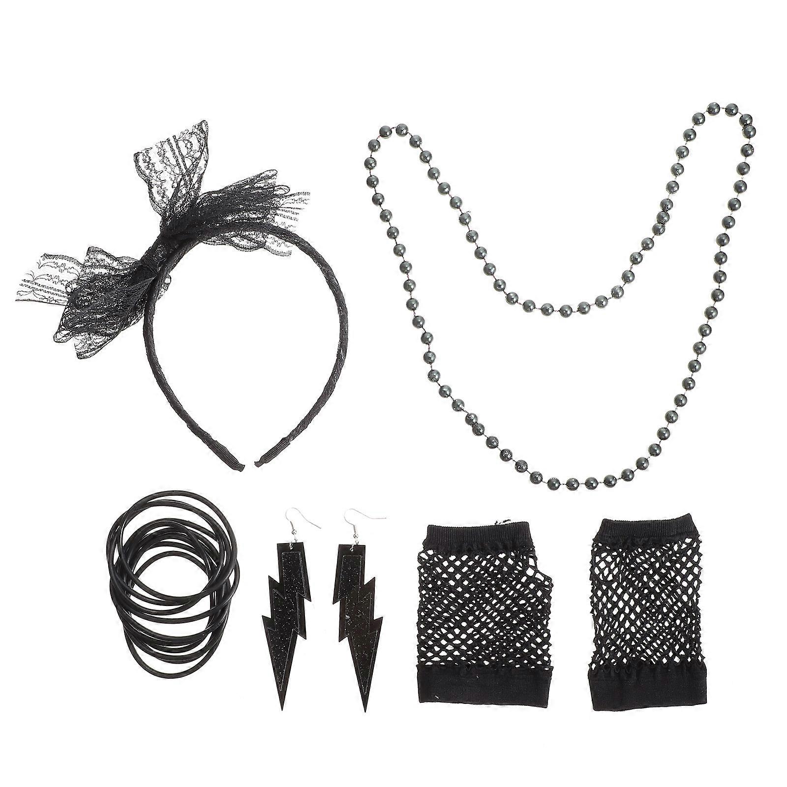 Halloween Cosplay Costume Set Neon Party Dress Lace Gloves Women Accessories 1Set