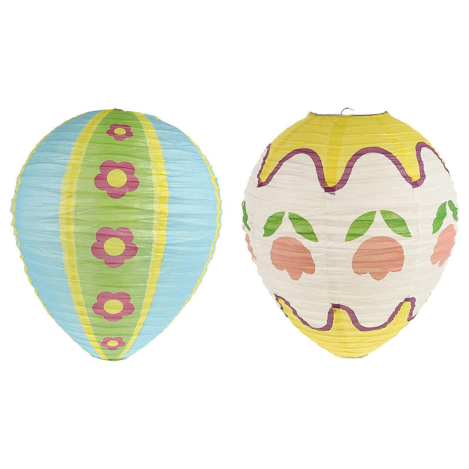 Assorted Color Easter Egg Shape Lanterns DIY Foldable For Children's Room 2Pcs