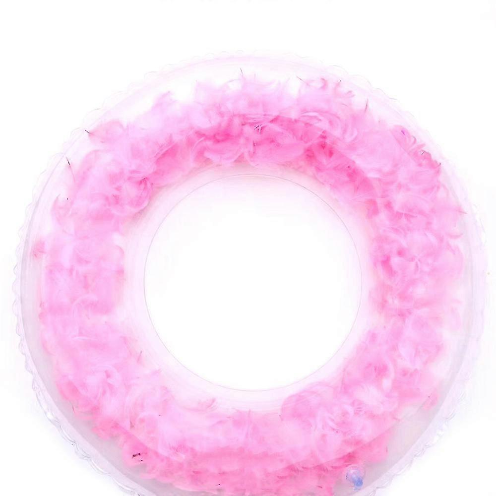 Feather Swimming Ring Thickened PVC Inflatable Transparent 90cm for Water Parks Rafting Oceans Pool Pink