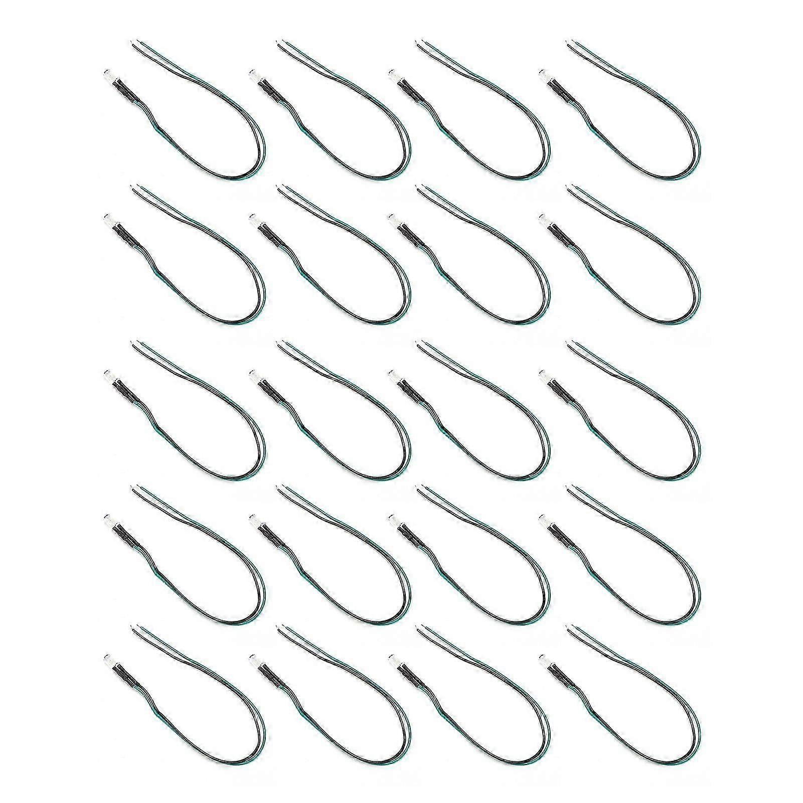 20Pcs LED Pre Wired LightEmitting Diode Normally Open Round High Brightness InLine 12V 5mm(White Emit Green )