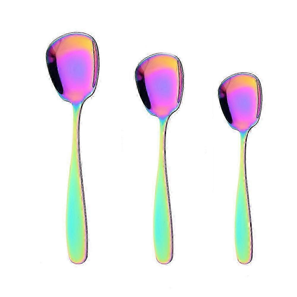 Stainless Steel Flat Spoons Dinnerware 3pcs Set For Soup Stirring Spoon Flatware Kitchen Accessories
