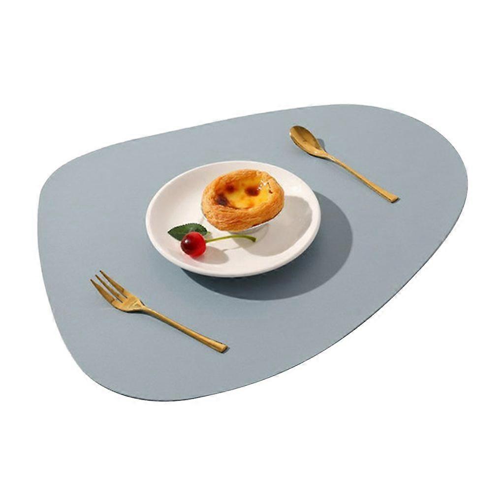 Set de table, Washable Rond Double Face Antidérapant Set de table en simili cuir Set de table aspect cuir (Bleu clair)