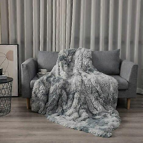 Blanket, fluffy faux fur blanket, gray fleece blanket, bedspread, soft blanket, sofa blanket 130x160cm