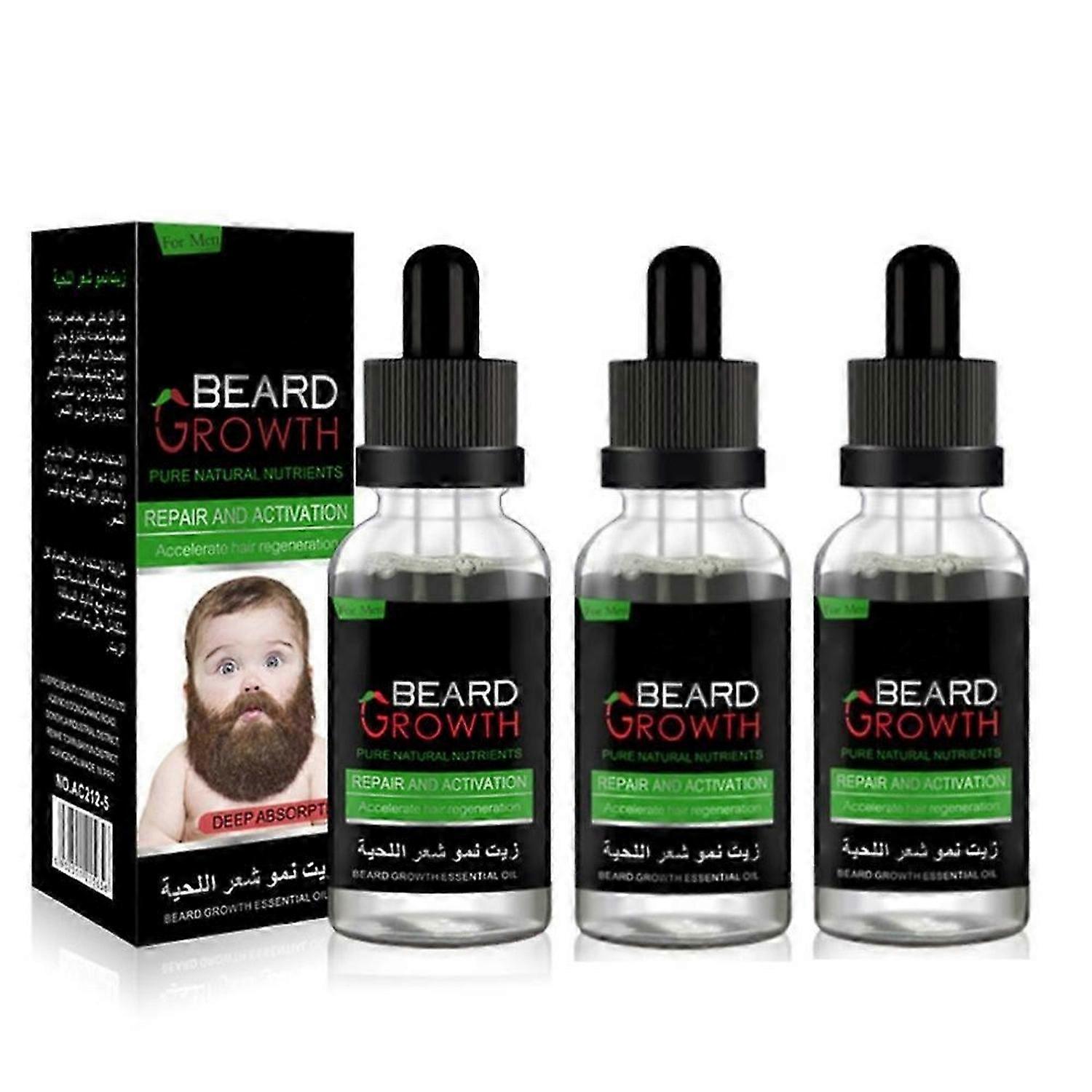 3x 30ml Bio Bartöl Conditioner, Gesichtshaarwuchs SpraySchnelles Bartwachstum (pflegend)