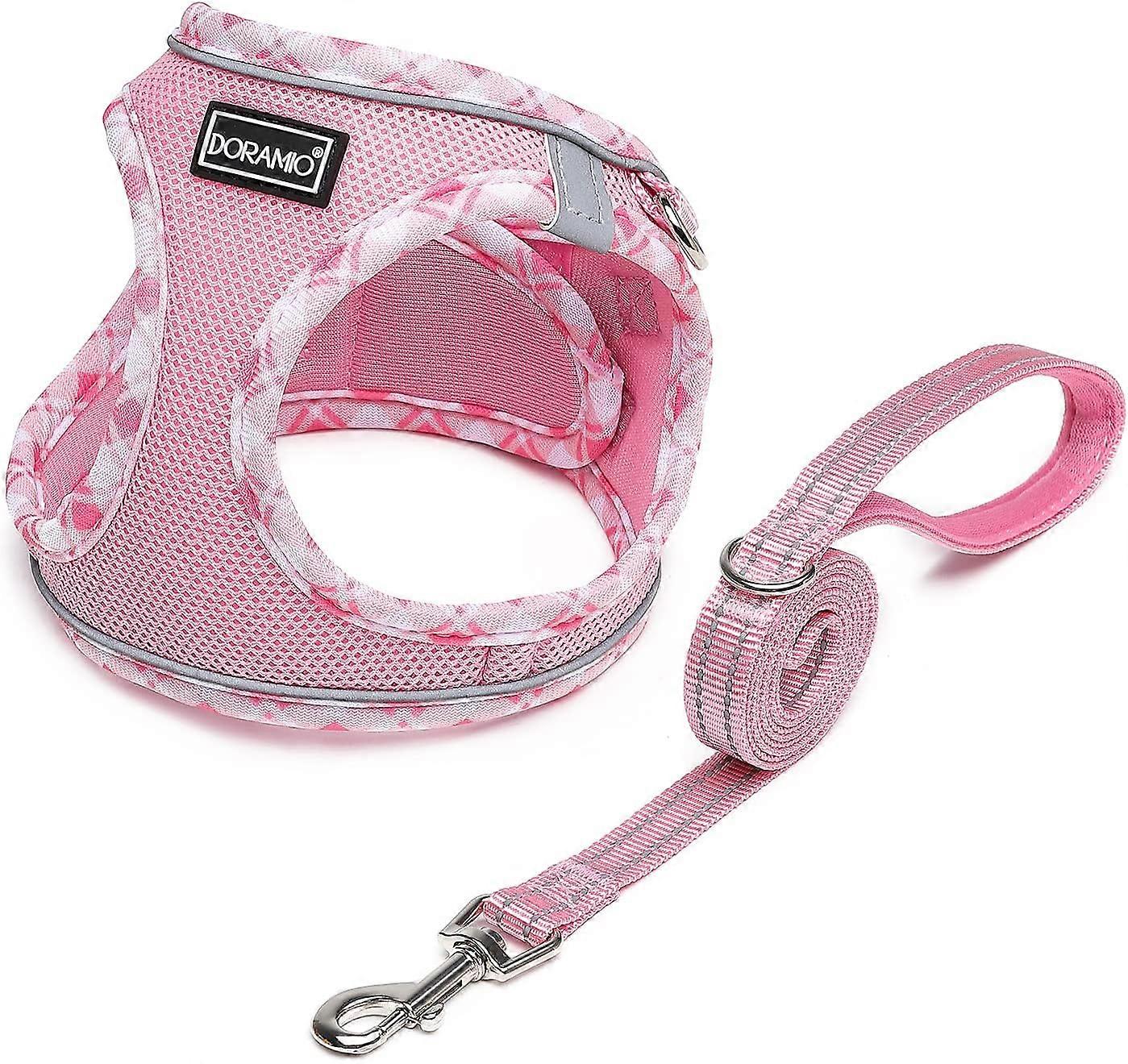 Conjunto de Arnês e Guia para Cães, Rosa, (XS)