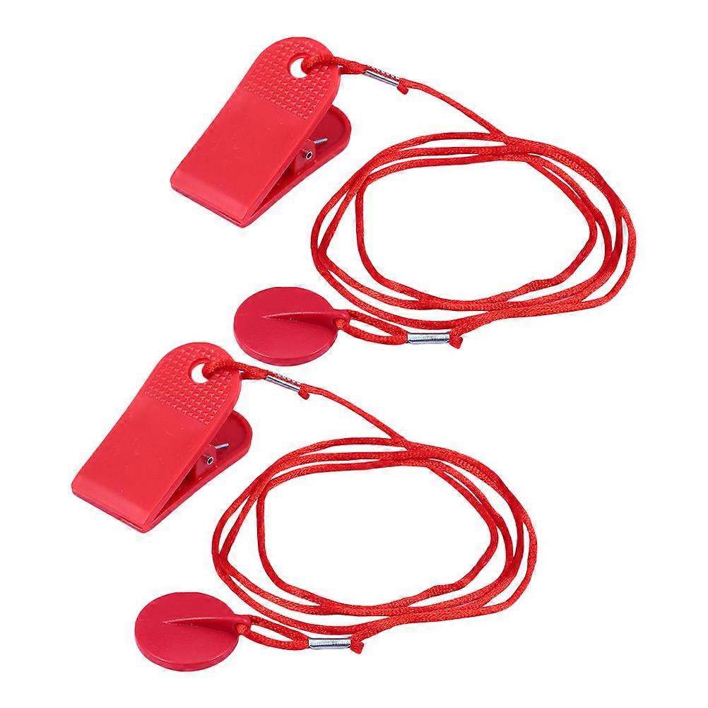 Treadmill Magnetic Security Key For Treadmill Replacement Gym Home Use Red 105.00X3.20X0.50cm Emergency Stop 2Pcs
