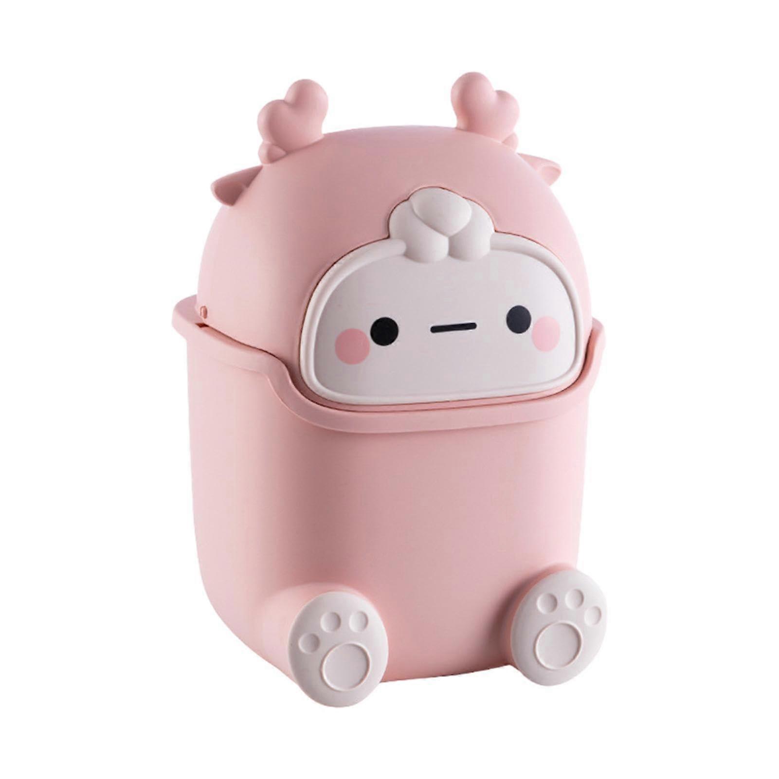 Desktop Rubbish Bin with Removable Lid for Dressing, Bedside Pink