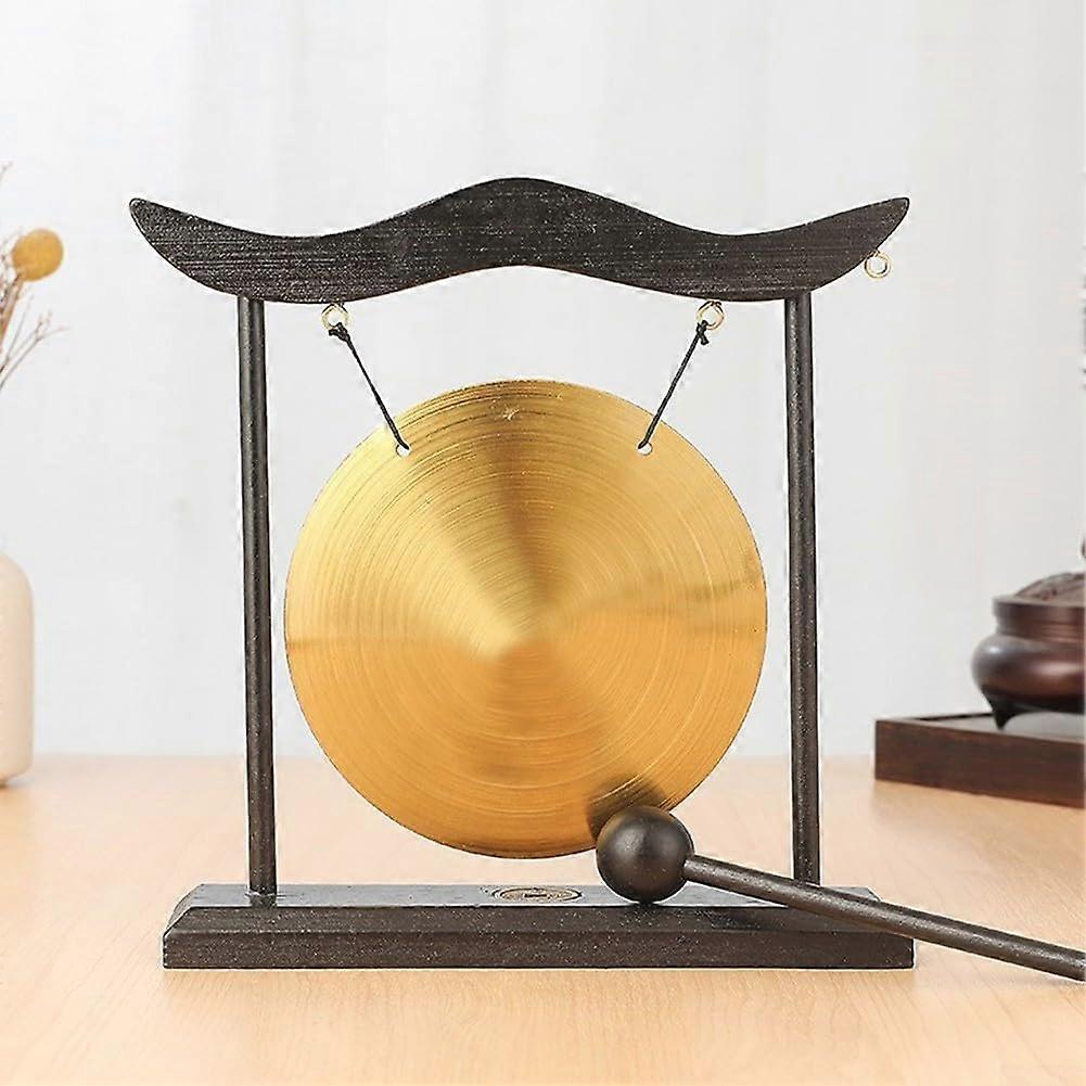 Exquisite Brass Gong with Elegant Wooden Frame – Ideal Decorative Piece for Meditation and Home Dcor, for Various Occasions'