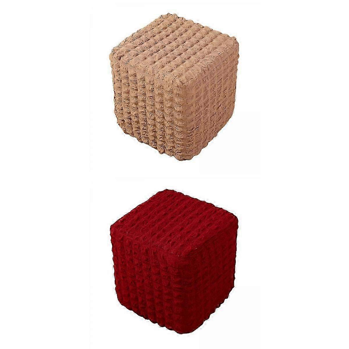 2pcs Elastic Ottoman Cover Foot Rest Stool Covers Soft Machine Washable