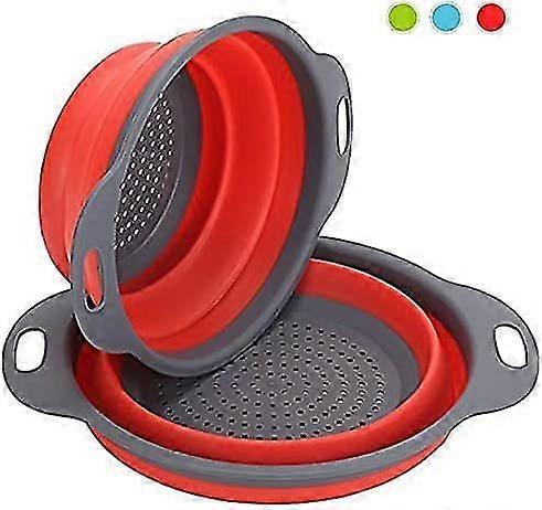 Folding Colander 2 Pcs Folding Colander Pieces Silicone Colander Folding Colander Kitchen Tidy Pasta Colander (red)