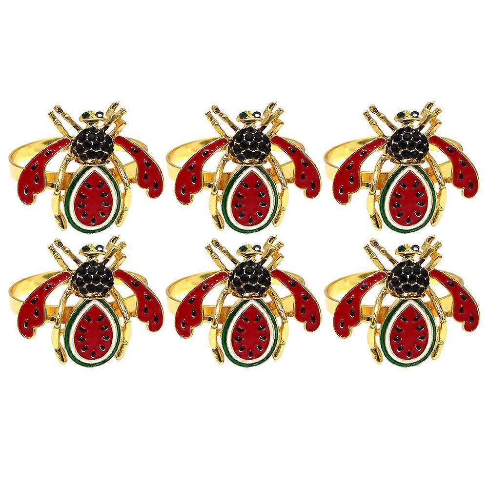 Here's a polished and professional product description based on your input:
**6pcs Decorative Napkin Rings Reusable Bee & Watermelon Shaped