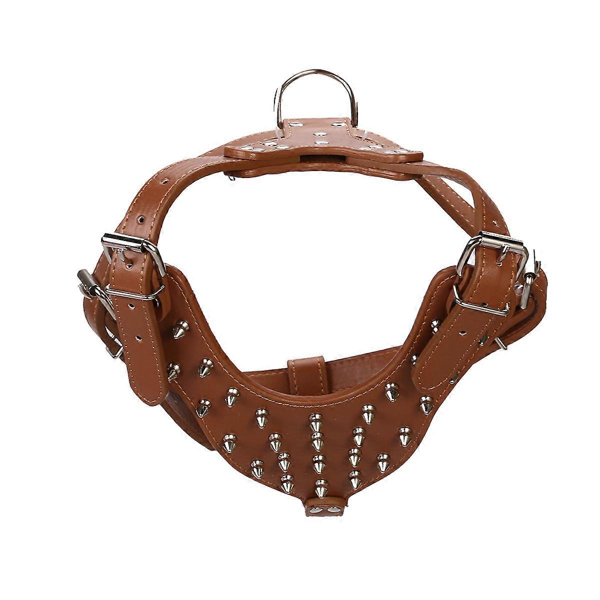 Spiked Dog Vest Comfortable Spike Studded Pu For Dogs Running Chest 65-85cm Neck 42-65cm 1Pcs