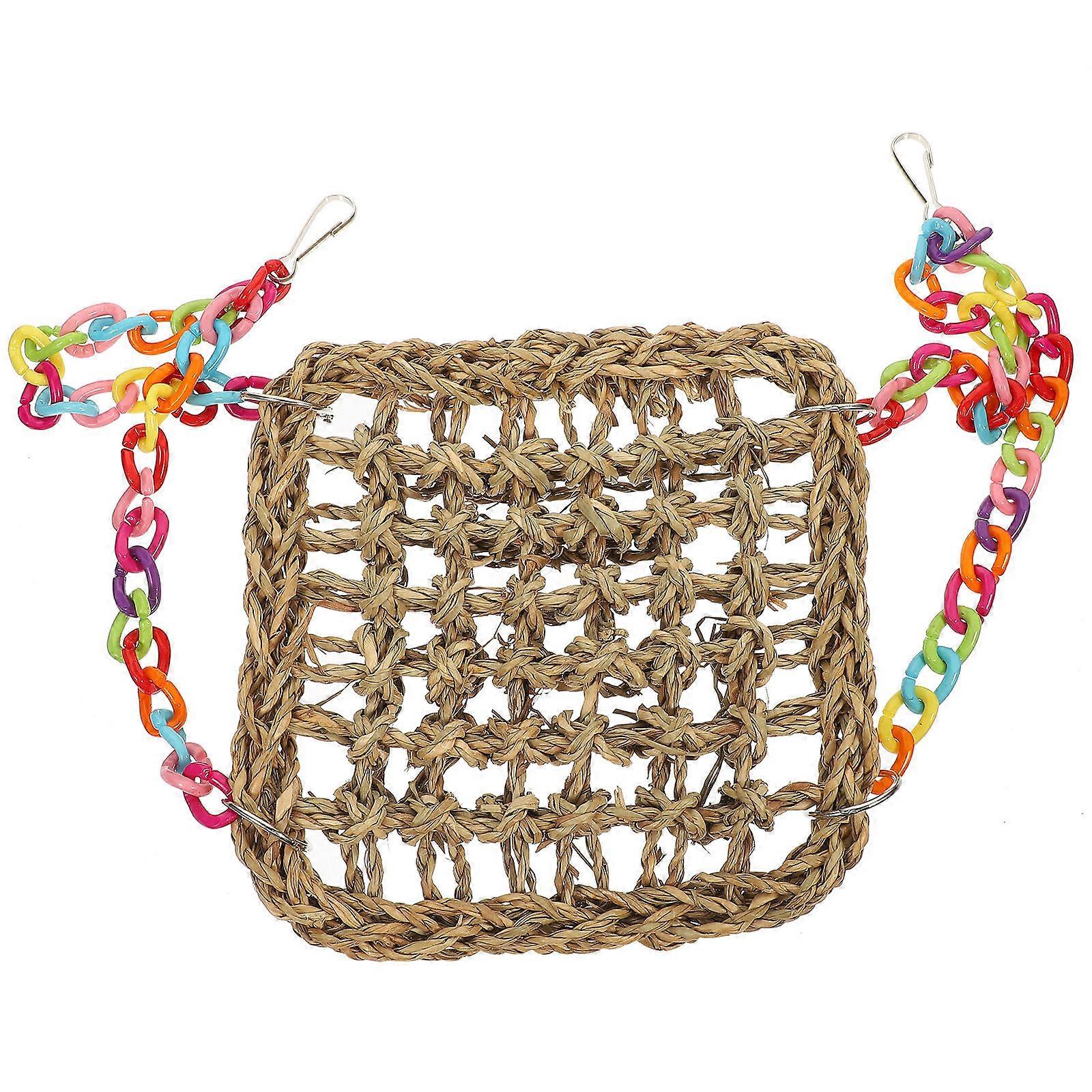 Natural Bird Chew Grass Hammock for Parrots – Hanging Swing Plaything to Encourage Exercise and Coordination, Easy Installation