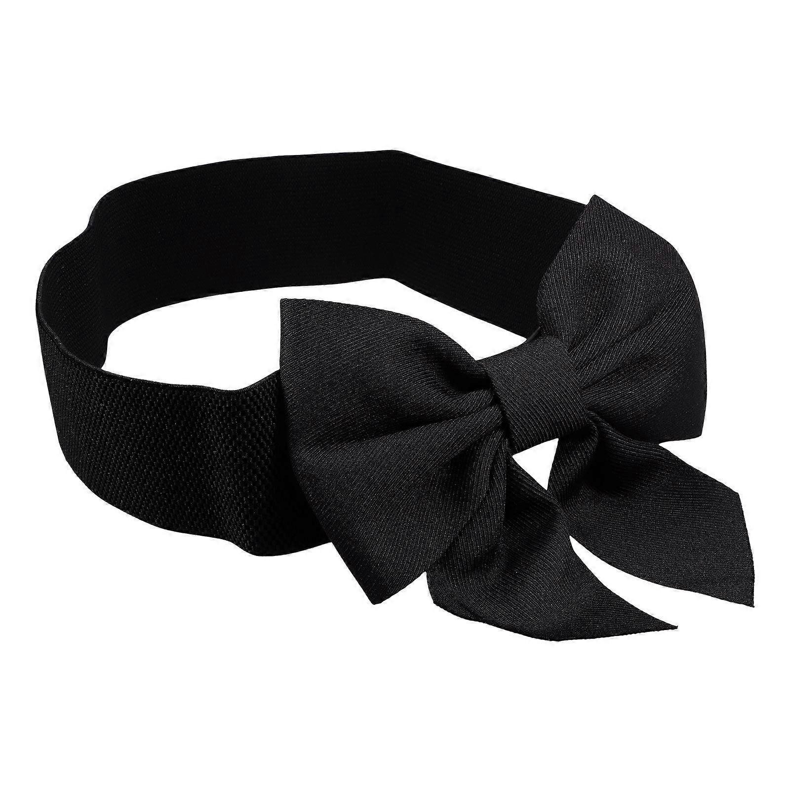 Drawstring Wide Belt High Waist Decorative Accessory Black Simple Design Women 1Pack