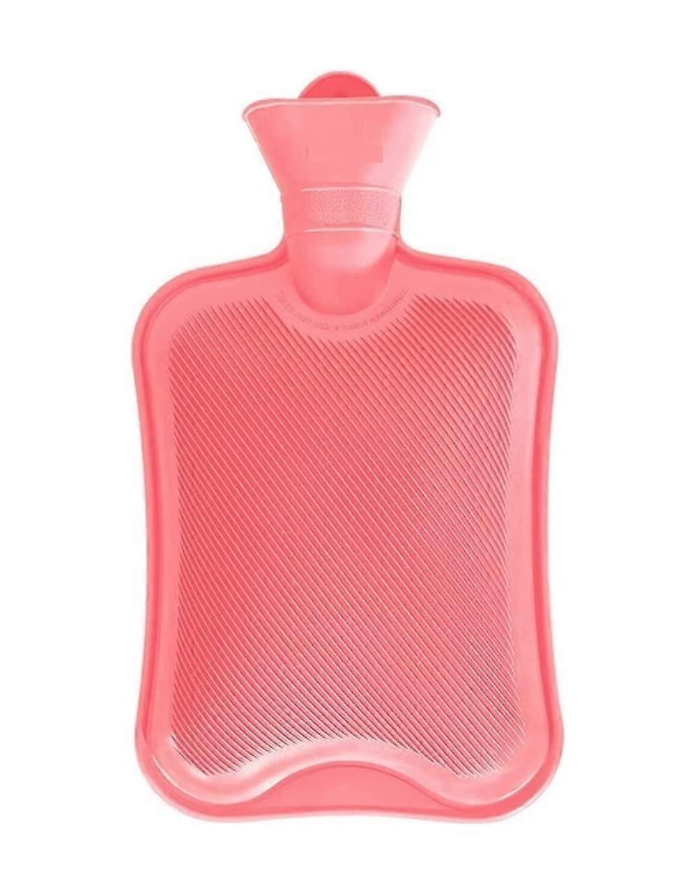 Hot Water Bottle 1800ml Soft Rubber Hand Warmer with Plush Knitted Fabric Cover in Blue
