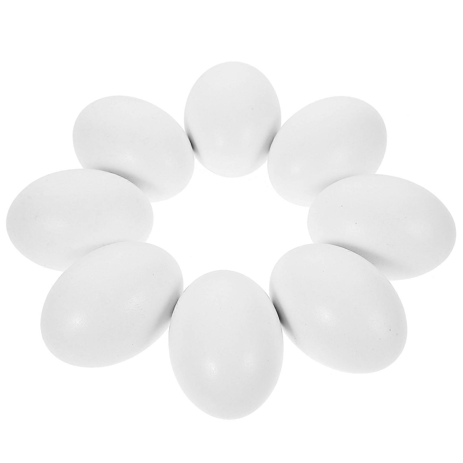 Artificial Eggs For Chicken Nests Diy Wood Eggs White Color Realistic Fake Eggs For Decorating 6x4.5cm 8Set