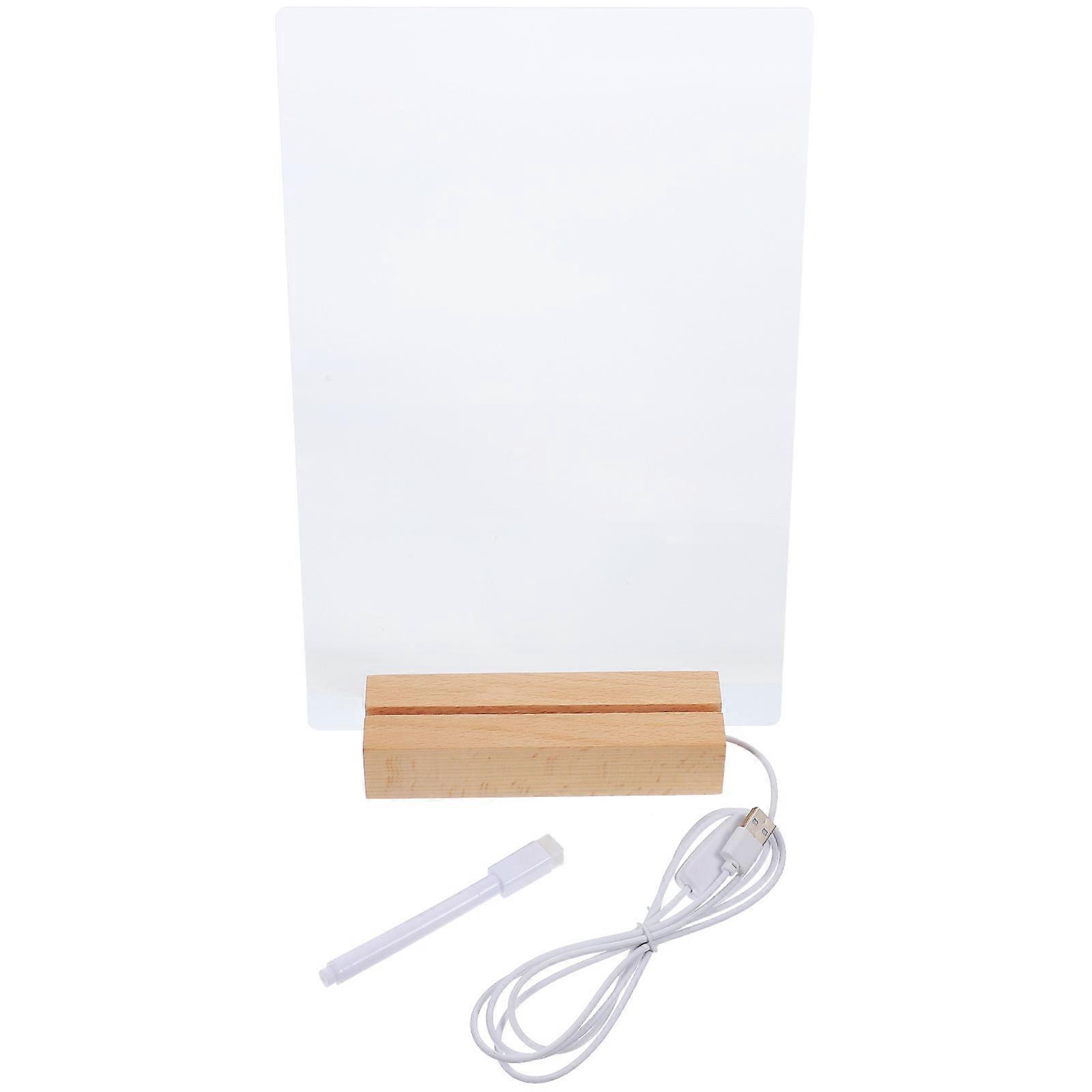 Luminous Message Board Erasable Note Board Wooden Material Home Use Office Use Drawing Pictures Making Signs 1Set