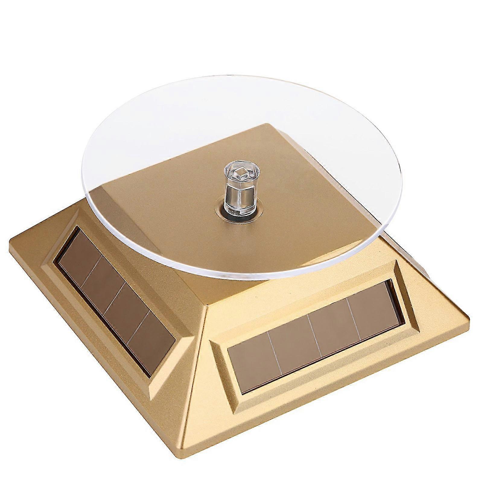 Solar Display Stand 360 Degrees Rotation Energy-Saving ABS Revolving Platform Display Base for Showcase--Golden