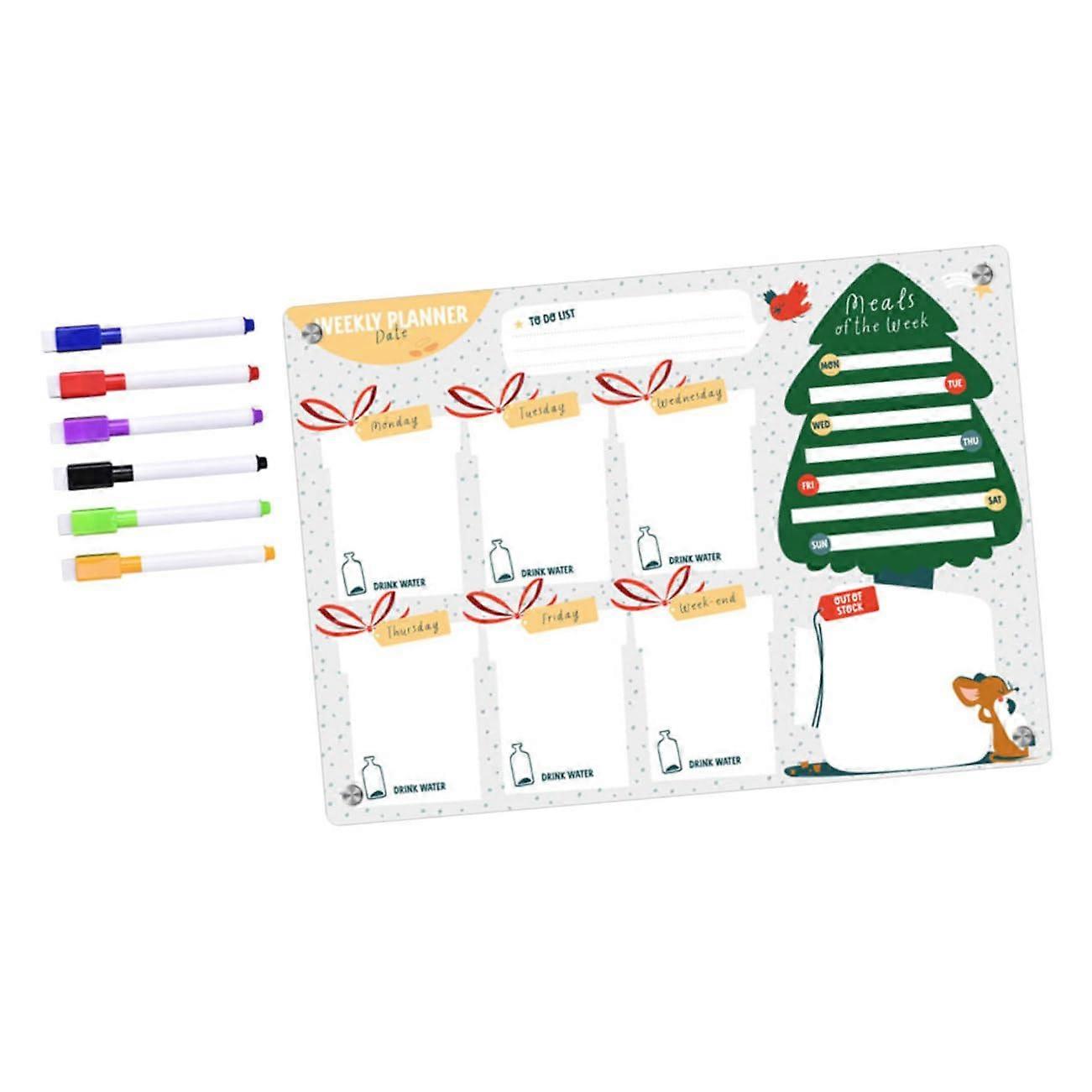 Magnetic Whiteboard Set Dry Erase Weekly Planner Board Refrigerator Organizer 16x12 Inches with Strong Adhesive Magnets