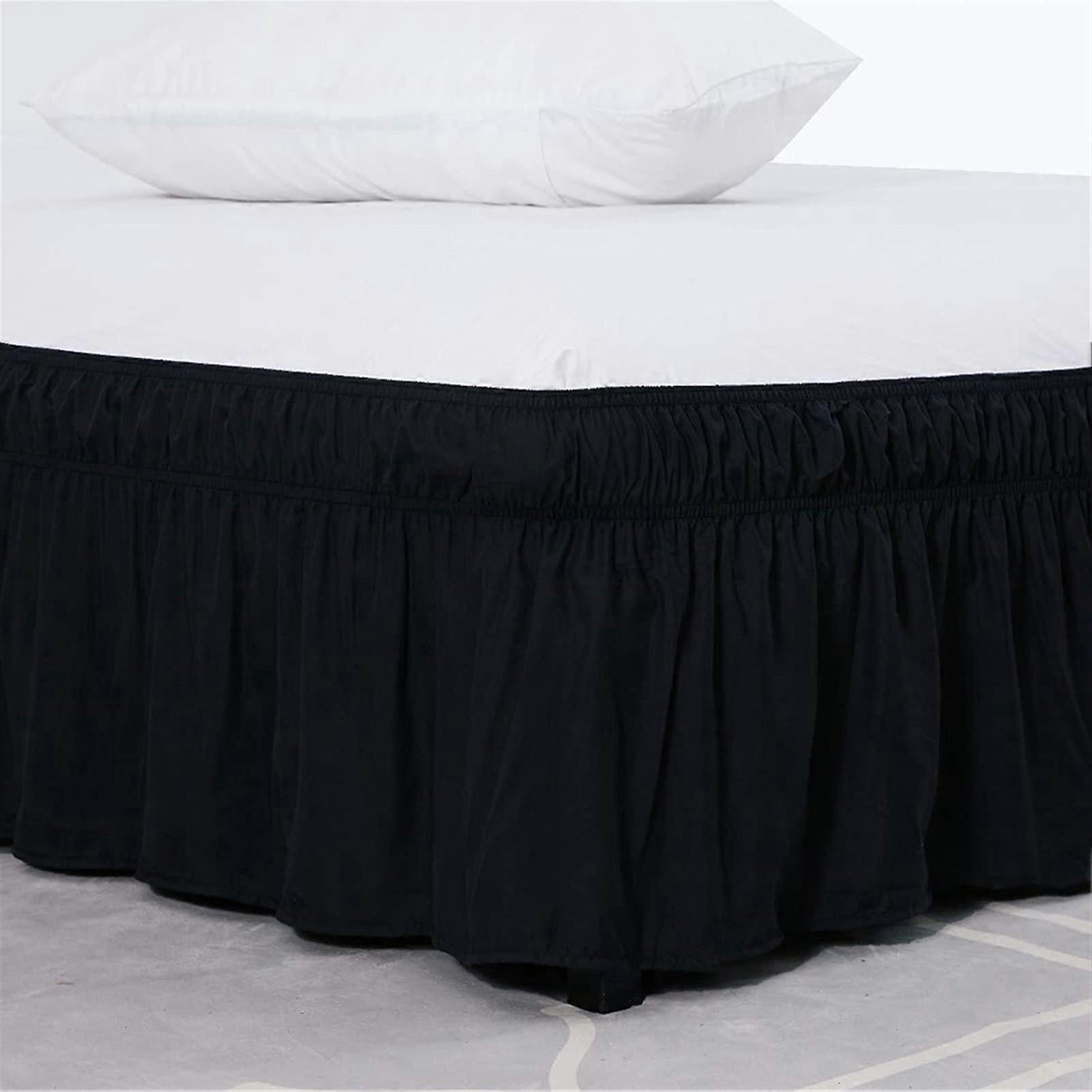 Bettrock, Betthusse HotelBettrock for Wrapping, Elastic Fitted Sheet, Twin/Full/Queen/King, 38cm (Black)