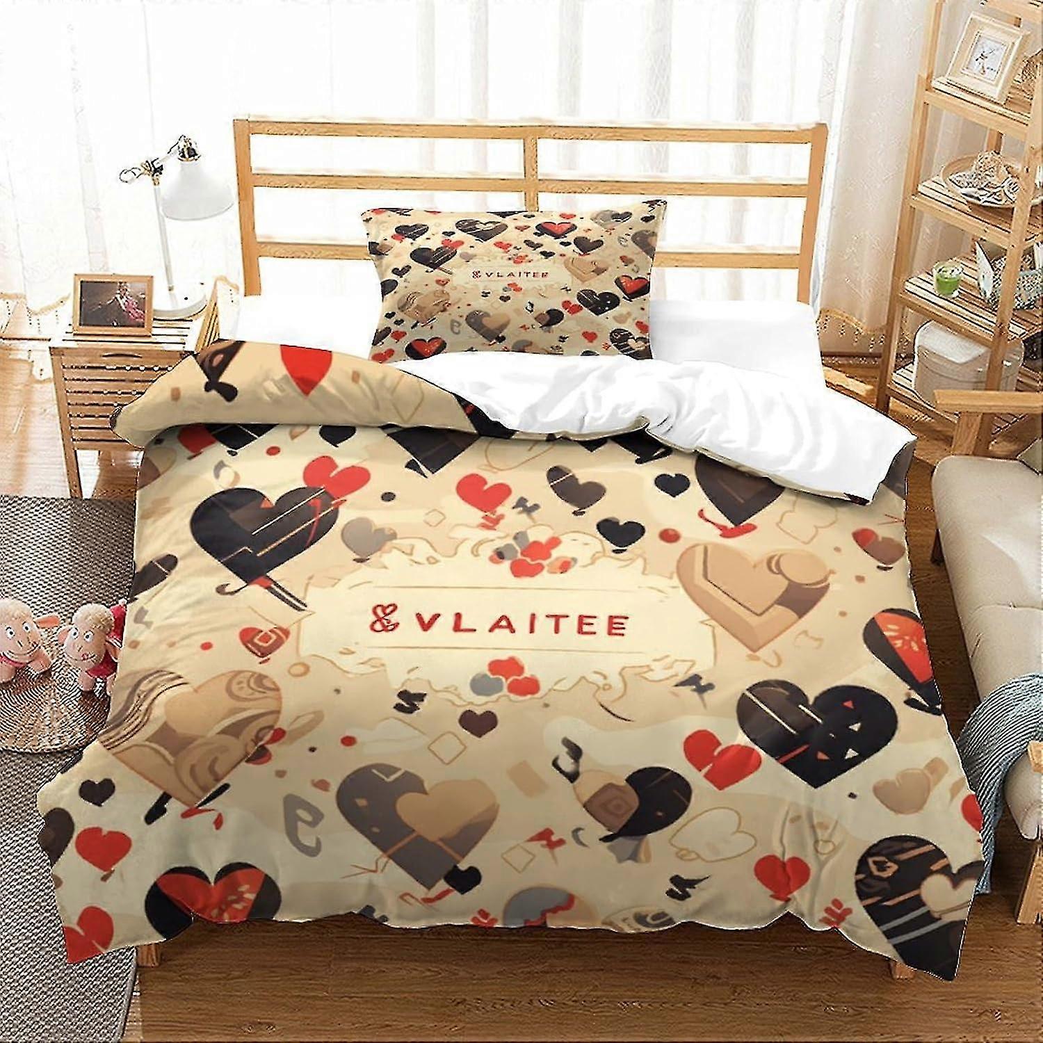 Alla hjärtans dag kärlek påslakan set King size 3D kärlek tryckt dekorativ sängkläder täcke överdrag för barn och vuxna