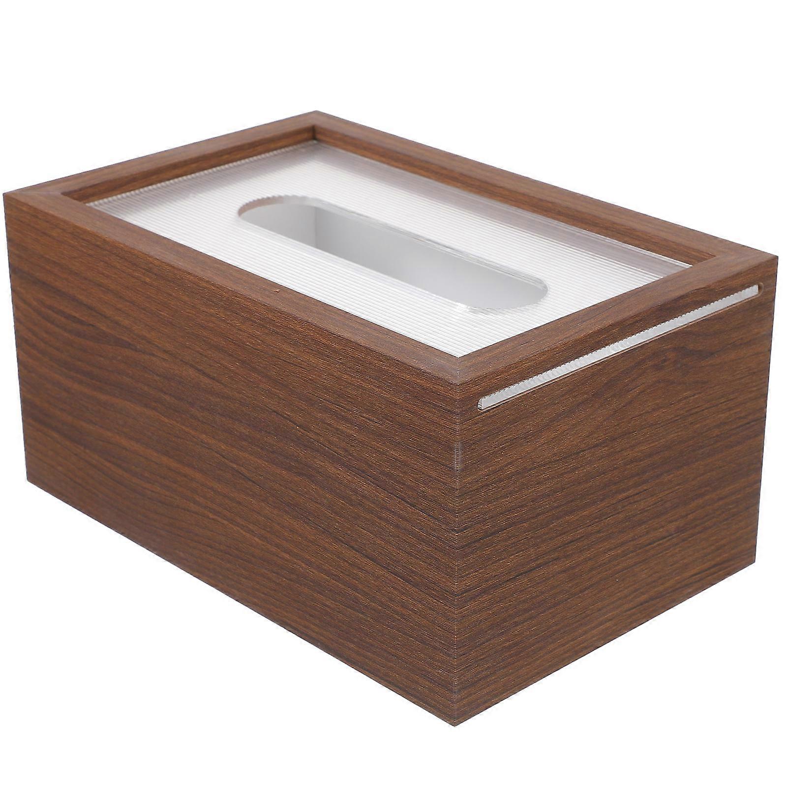 Wood Tissue Box Holder Rectangular Shape Easy Access Suitable for Home Office Use Brown 19.70X12.70X9.40CM 1Pack