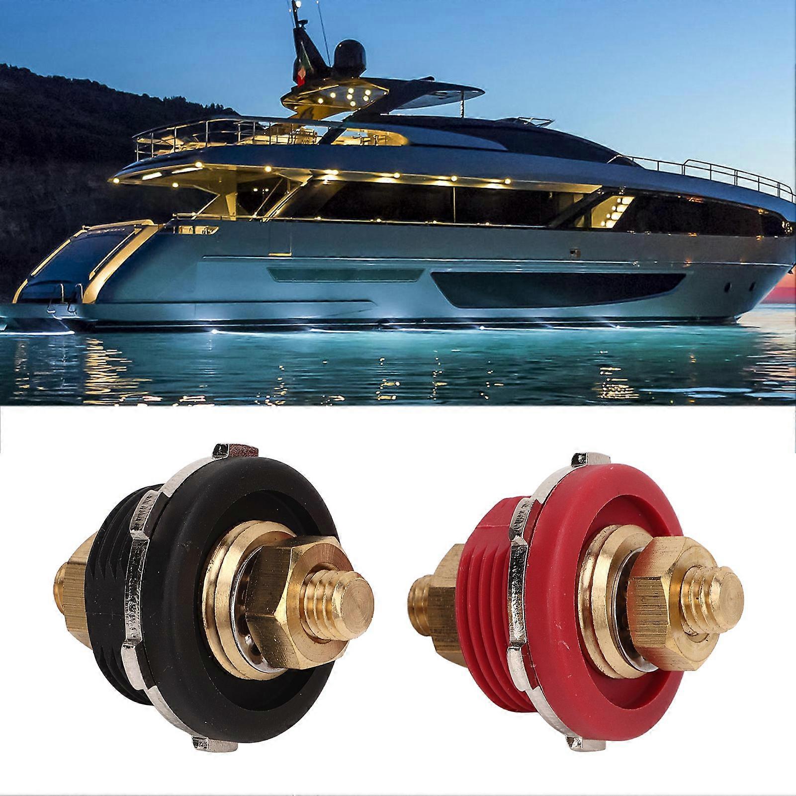 2PCS 3/8in Thru Panel Battery Terminal 250A Black Red Universal Battery Connector for RV Boat 