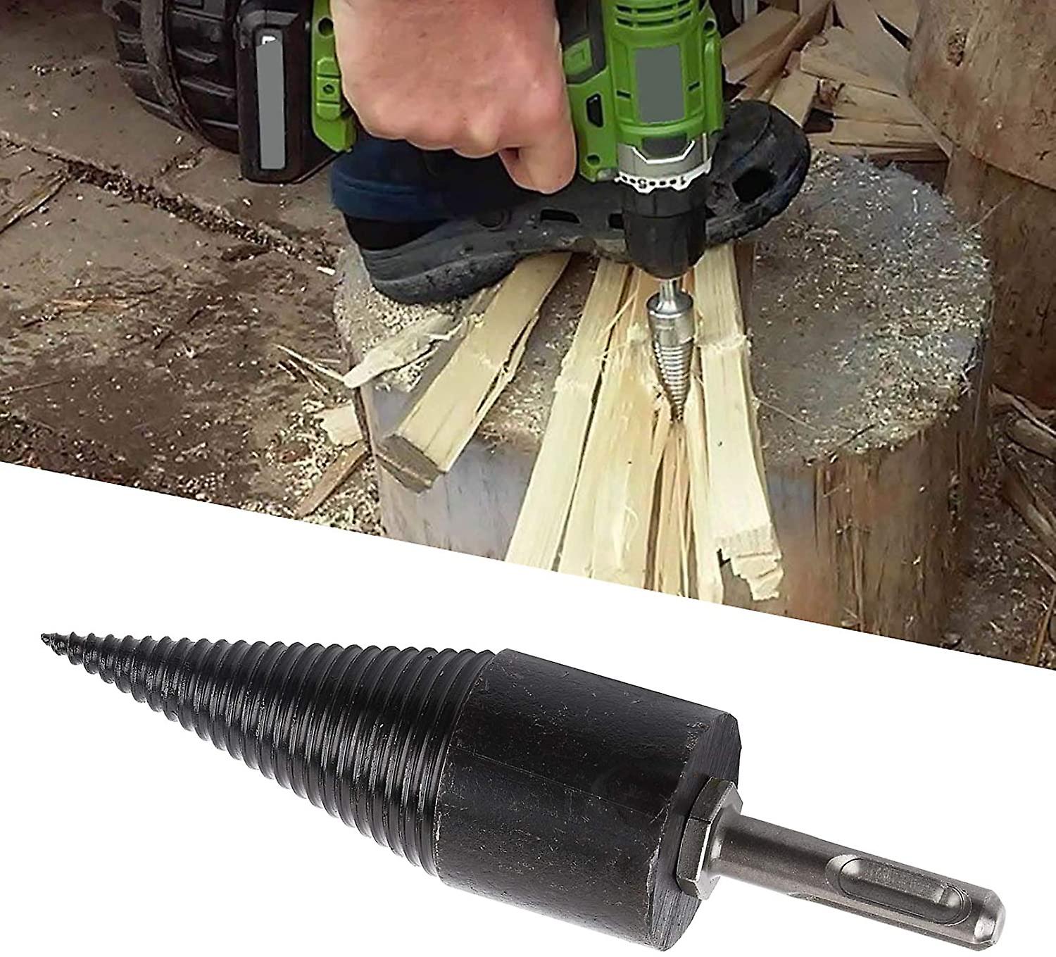 32mm Fendeuse De Bûches Fendeuse à Bois Perceuse Robuste Perceuse Vis Cone Conducteur Feu Fendeuse De Buches A Bois Fendage Cone De Bois Peu Petit 90480132