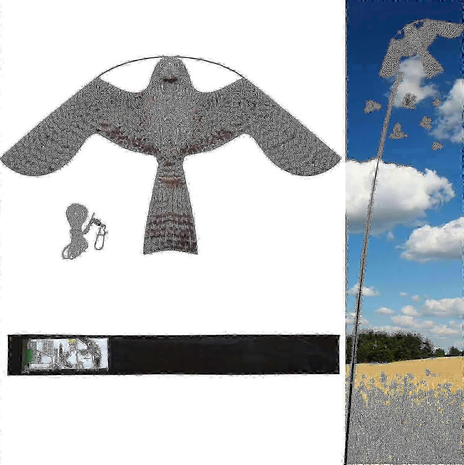 Realistic Bird Hawk Kite for Farm Protection with Durable Pole and Long Tail Design to Scare Away Pest Birds from Crops
