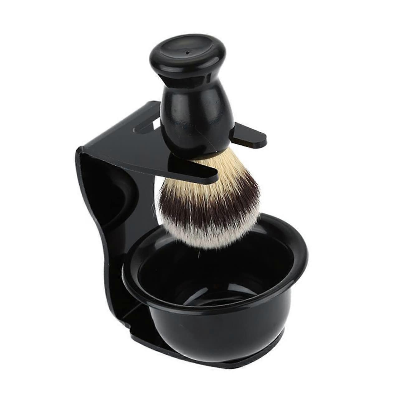 Nylon Shaving Brush Set with Acrylic Stand and Elegant Soap Dish for Facial Cleansing, Shaving Tools for Neat Care and Durability