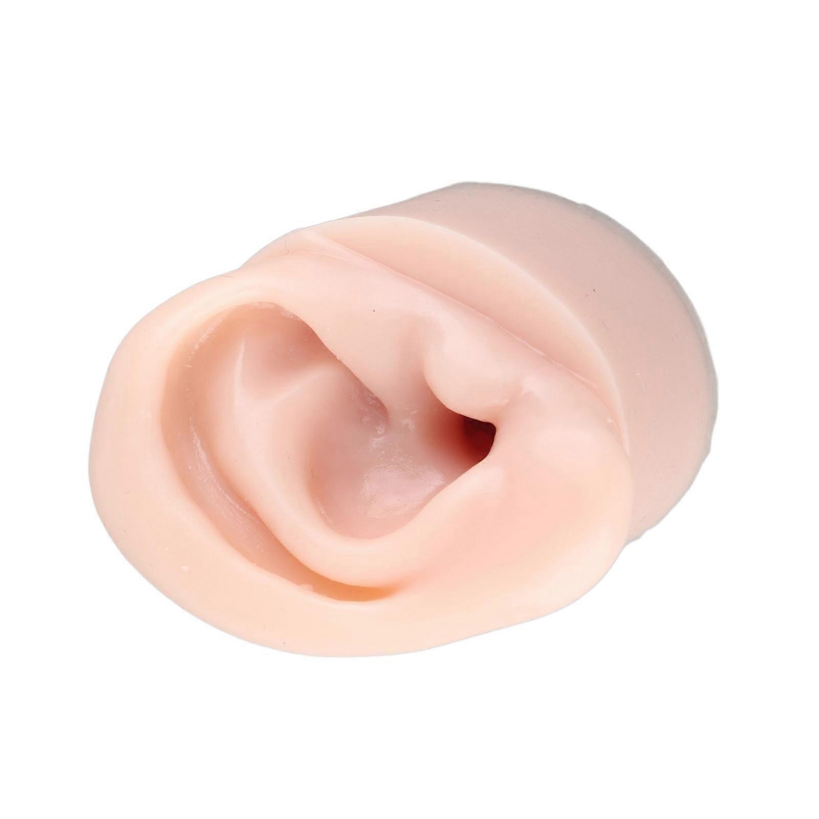 Silicone Ear Model Medium Skin Color Piercing Practice Ear Model for Earrings Display Teaching Instructions Right
