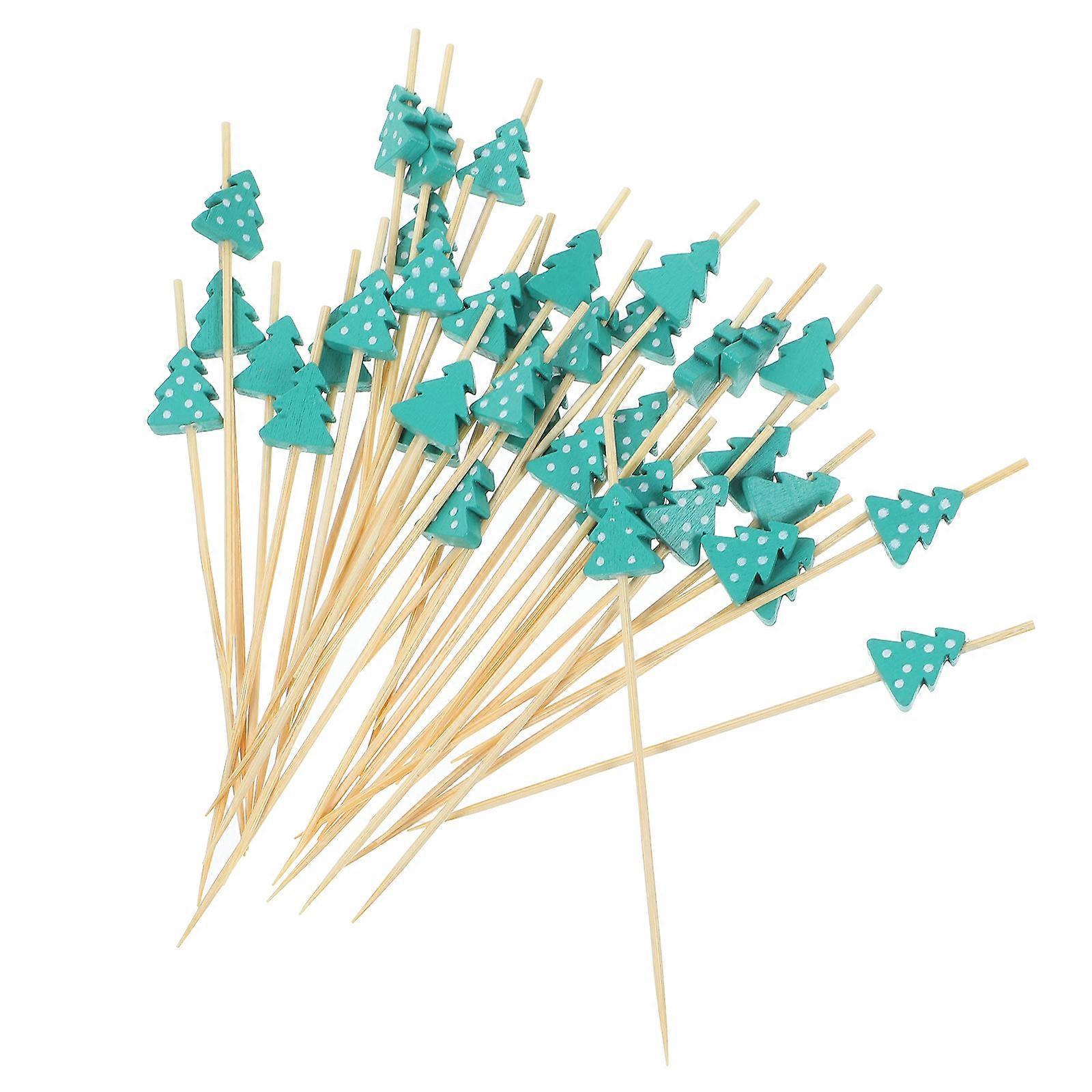 Festive Skewers Christmas Toothpicks Decorative Picks Tree Shape Synthetic Material For Fruit Cheese 100Pcs